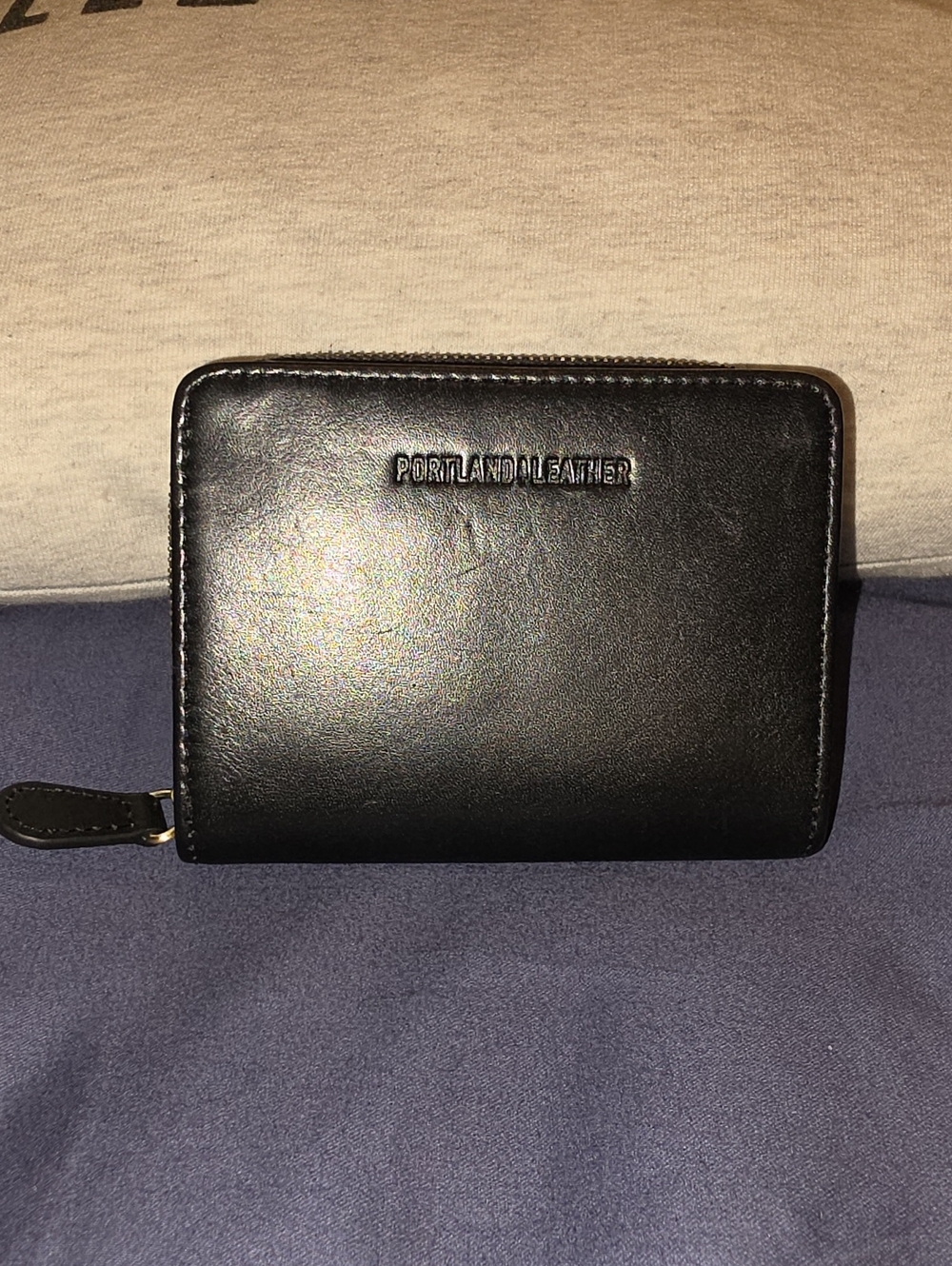 Portland Leather Black Zip-Around Leather Wallet